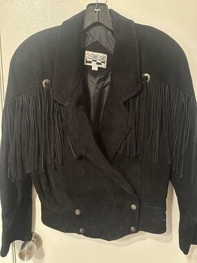 Black Suede Fringe Women's Jacket